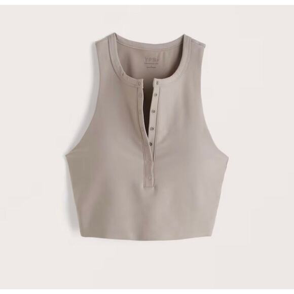 Abercrombie & Fitch Tops - Abercrombie & Fitch Taupe Henley Crop Tank